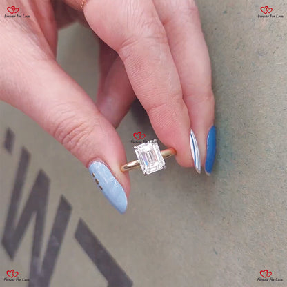 Hidden Halo Emerald Cut Engagement Ring