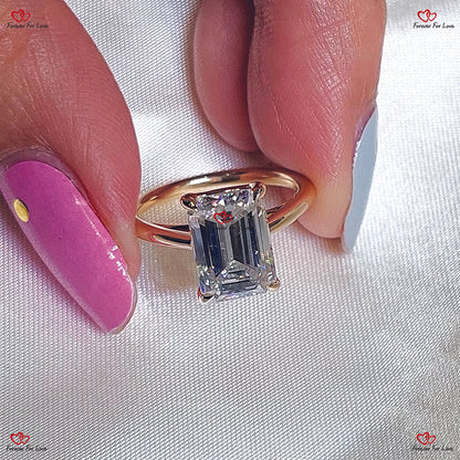 Emerald Cut Engagement Ring in Solid Gold