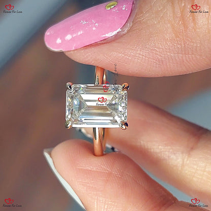 Emerald Cut Engagement Ring in Solid Gold