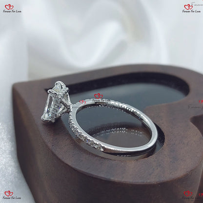 Radiant Diamond Engagement Ring With Hidden Halo