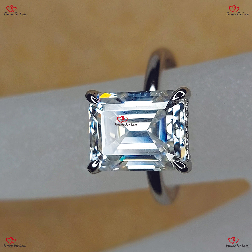 Emerald Cut Forever One Moissanite Engagement Ring