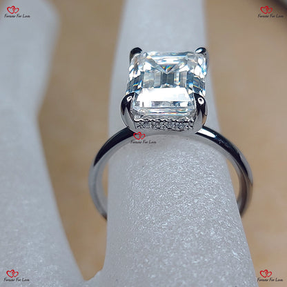 Emerald Cut Forever One Moissanite Engagement Ring