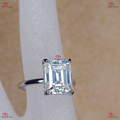 Emerald Cut Forever One Moissanite Engagement Ring