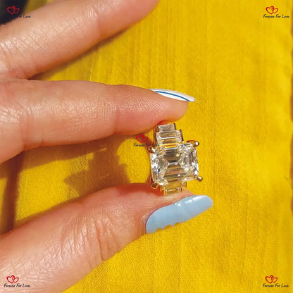 Emerald Cut Engagement Ring - Art Deco Bezel Set Vintage Diamond Ring Five Stone/ Gold or Platinum