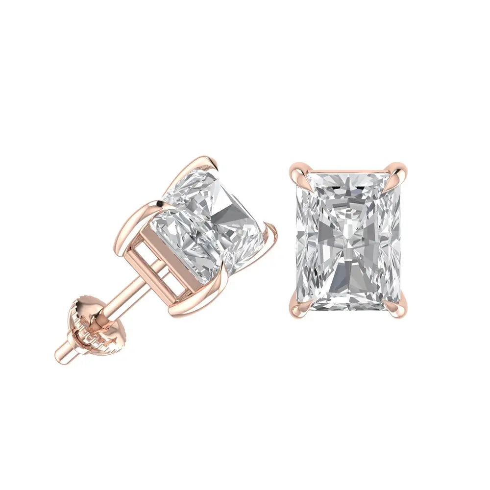 Radiant Cut Stud Earring Forever For Love