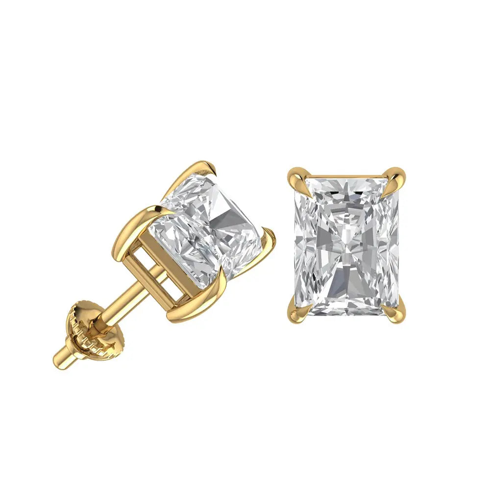 Radiant Cut Stud Earring 1 Ct engagement ring in 10K Solid Gold — custom handcrafted by Forever For Love