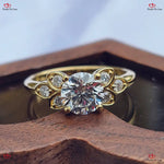 IGI Certified Round Lab Created Brilliant Cut Three Stone Cluster Engagement Ring Forever For Love
