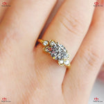 Round Brilliant Cut Diamond Engagement Ring, Three Stone Cluster Ring Forever For Love