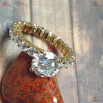 Unique Vintage Round Engagement Ring in Solid Yellow Gold | Art Deco Round Cut Proposal Ring with Chunky Band Forever For Love