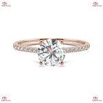 Hidden Halo Moissanite Engagement Ring in Solid Gold Round Cut Forever For Love