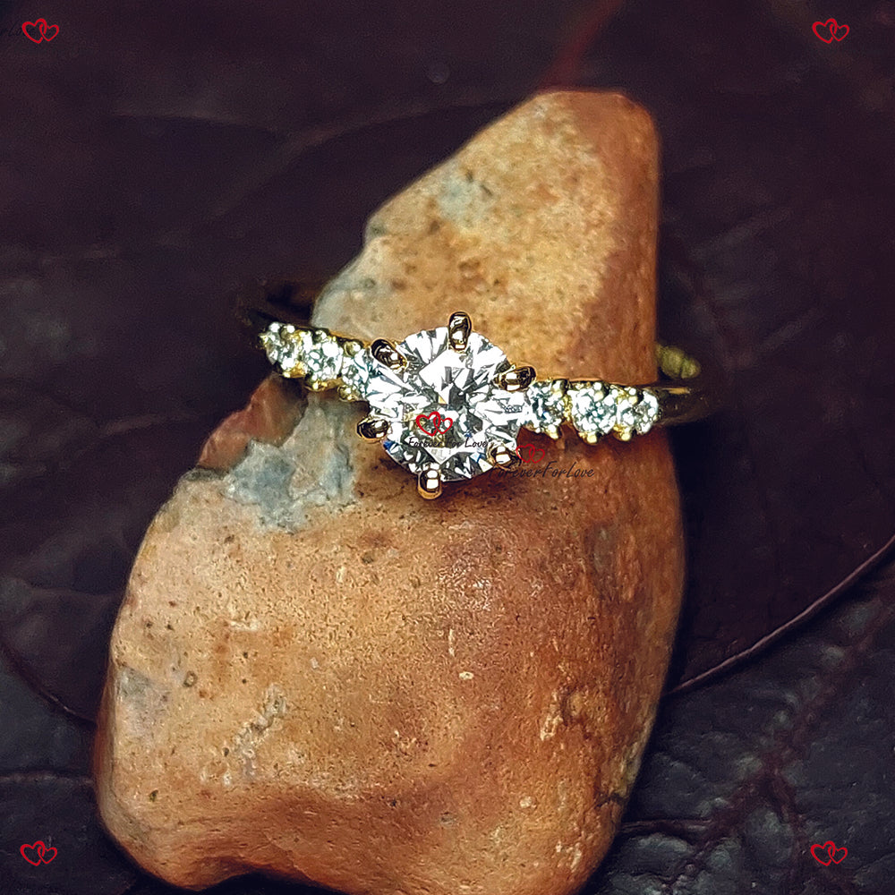 Unique Vintage Round Lab Created Diamond Engagement Ring | Round Cluster Lab Grown Engagement Ring