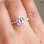 Round Cut Diamond Hidden Halo Engagement Ring In Pave Band Forever For Love