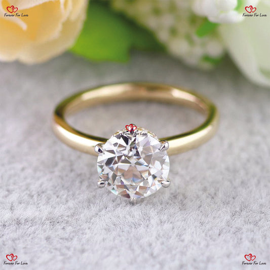 Old European Cut Moissanite Ring - Round OEC Vintage Engagement Ring