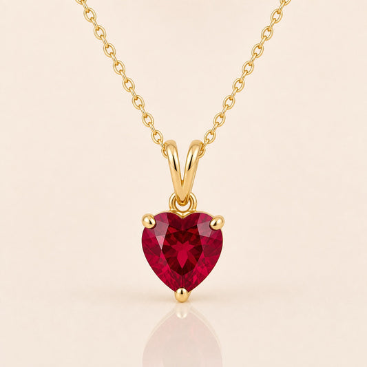 Ruby Heart Pendant Necklace
