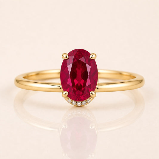 Ruby Hidden Halo Birthstone Ring