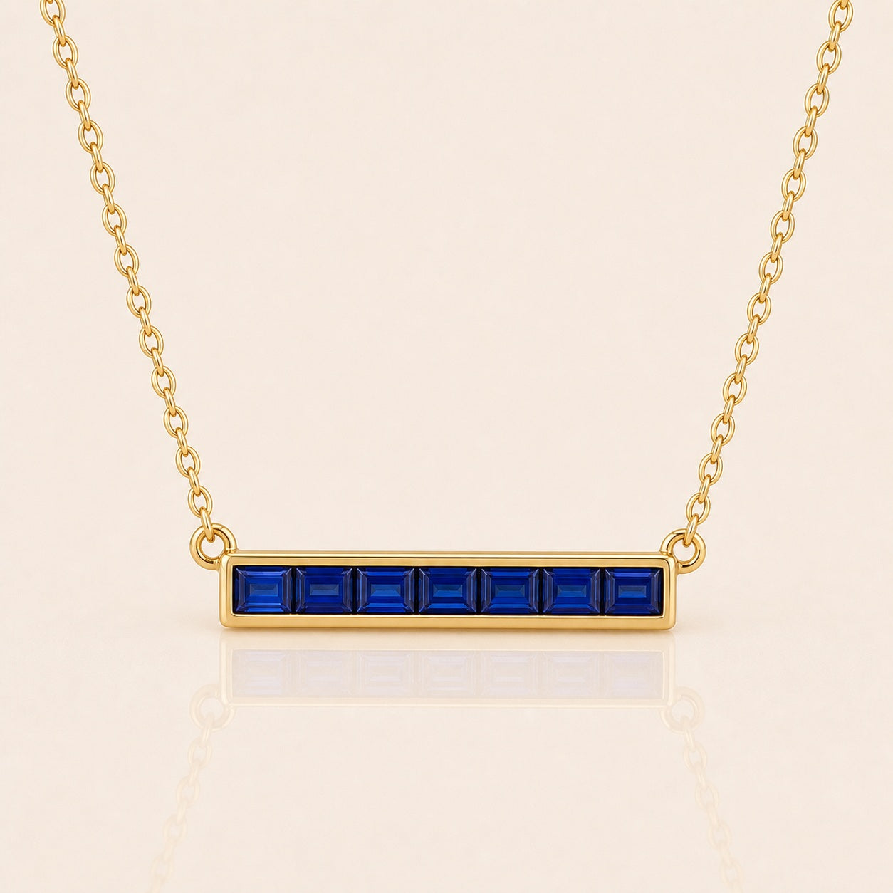 Sapphire Baguette Bar Necklace