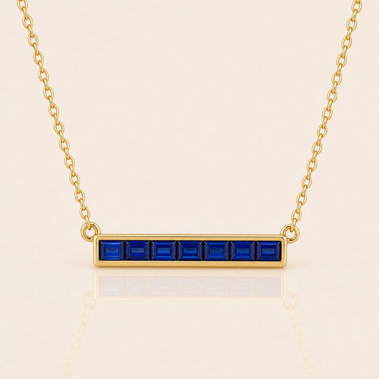 Sapphire Baguette Bar Necklace