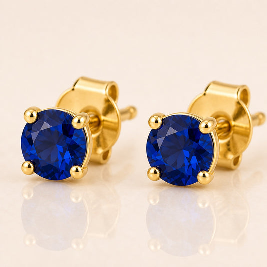 Sapphire Round Stud Earrings