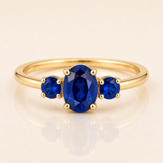 Sapphire Three Stone Birthstone Ring