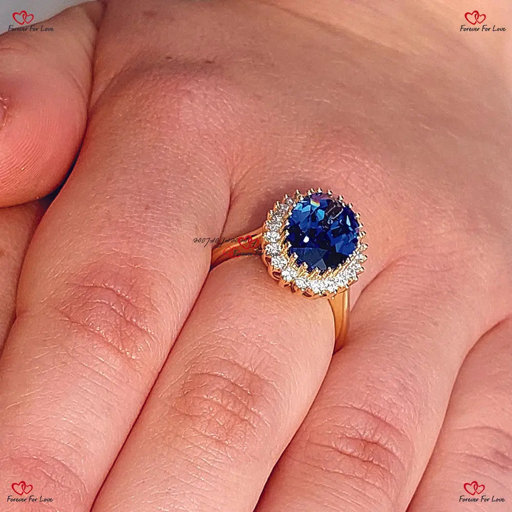 Vintage Blue Sapphire Engagement Ring | Princess Diana Certified Oval Cut | Blue Sapphire in Yellow Gold Oval cut 1Ct Natural Sapphire engagement ring in 935 Argentium Silver — custom handcrafted by Forever For Love