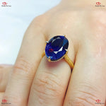 Unique Genuine Blue Sapphire Oval Cut Engagement Ring – 13x9mm Blue Sapphire with Diamond Hidden Halo Forever For Love