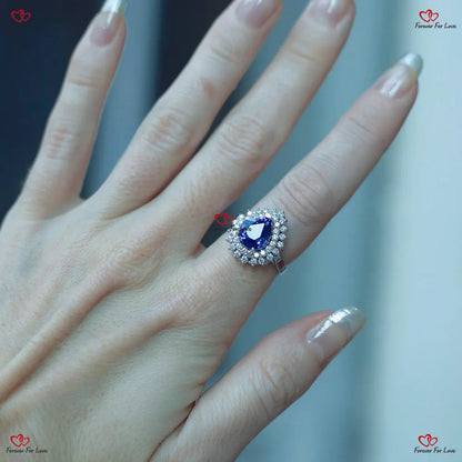 1.5 Carat Double Halo Pear Shape Tanzanite Engagement Ring - Perfect Valentine's Gift