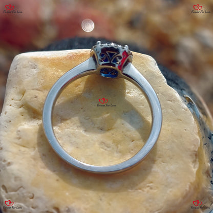 Natural Blue Sapphire and Diamond Ring  Sapphire  White Gold Engagement Ring