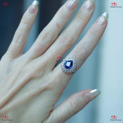 1.5 Carat Double Halo Pear Shape Tanzanite Engagement Ring - Perfect Valentine's Gift