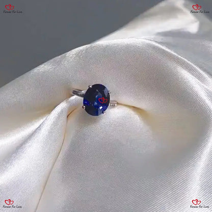 Blue Sapphire Oval Engagement Ring - Royal Blue Ceylon Sapphire in Solid White Gold