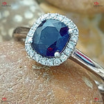 Natural Blue Sapphire and Diamond Ring  Sapphire  White Gold Engagement Ring Forever For Love