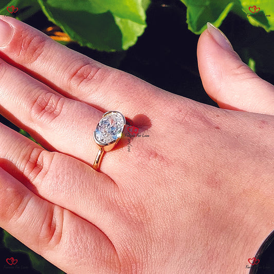 Crushed Ice Oval Moissanite Engagement Ring | Hidden Halo |/ White Gold | Haley Bieber Style