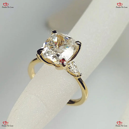 Cushion Cut Moissanite Engagement Ring in Solid Gold Forever For Love
