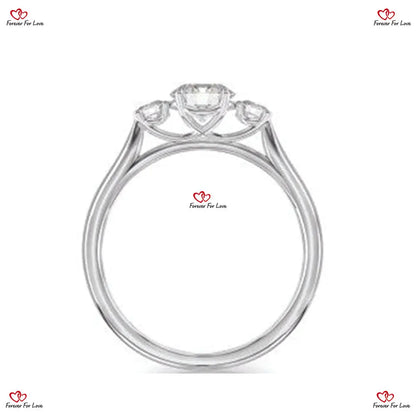 Certified Natural Round Shape Trilogy Diamond Engagement Ring Solid Gold Forever For Love