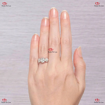 Certified Natural Round Shape Trilogy Diamond Engagement Ring Solid Gold Forever For Love