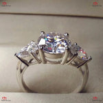 Brilliant Cut Diamond Engagement Ring Round and Pear Diamonds Forever For Love