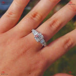 Emerald Cut Moissanite Engagement Ring | Emerald and Baguette Cluster Moissanite Yellow Gold Anniversary Proposal Ring | Angelina Ring Forever For Love