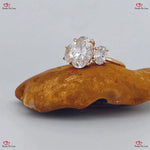 Oval Three Stone Engagement/Wedding Ring In Solid Gold Forever For Love