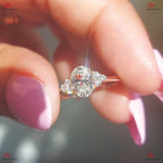 Oval Lab Created Three Stone Engagement Ring Forever For Love