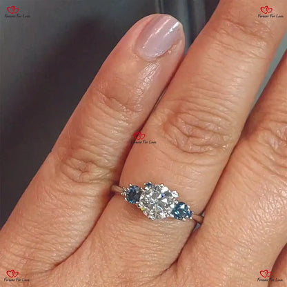 Diamond and Montana Sapphire Ring | Teal Sapphire Cluster Diamond Ring | Unique Proposal or Anniversary Gift