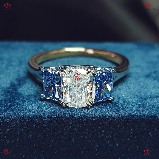 Radiant Cut Three Stone Engagement Ring