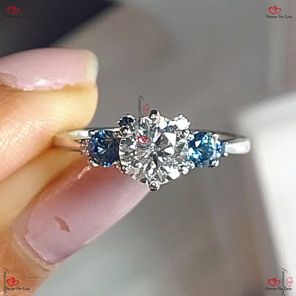 Diamond and Montana Sapphire Ring | Teal Sapphire Cluster Diamond Ring | Unique Proposal or Anniversary Gift