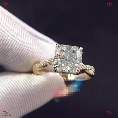 Enchanted Sparkle:  Hybrid Crushed Ice Cushion Cut Moissanite Engagement Ring