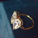 Pear and Radiant Cut Two Stone Engagement Ring, Toi Et Moi Ring Forever For Love