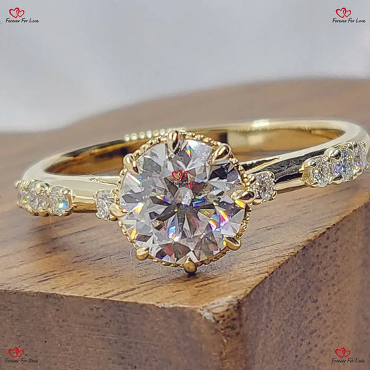 Vintage Round Cut  Diamond Cluster Engagement Ring Forever For Love