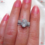 Hybrid Crushed Ice Diamond Cushion Cut Bridal Set Ring Forever For Love