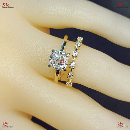 IGI Certified Lab Created Cushion Cut Diamond Engagement Ring Cushion Cut Diamond ring set Lab Grown Bridal ring set