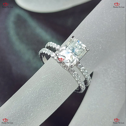 Brilliant Radiance  Radiant Cut Moissanite Wedding Set