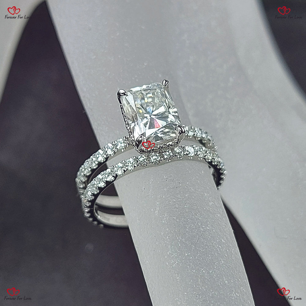 Brilliant Radiance  Radiant Cut Moissanite Wedding Set