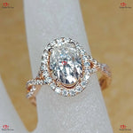 Vintage Halo  Oval Forever One Moissanite Engagement Ring Forever For Love