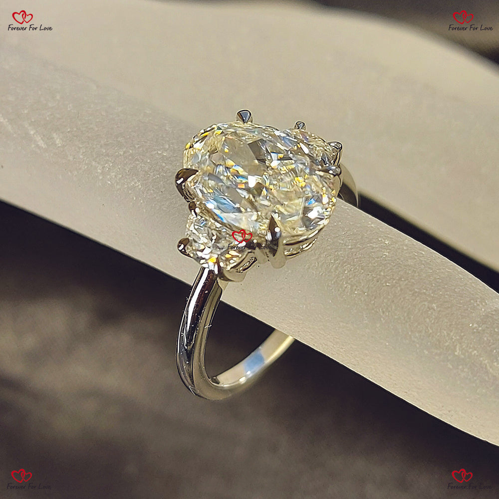 Moonlit Splendor  Oval Crushed Ice Moissanite Engagement Ring